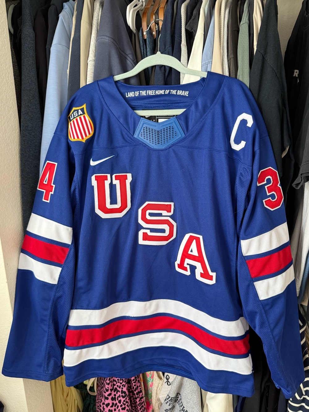 Nike Stitched Blue Olympic USA Hockey Jersey